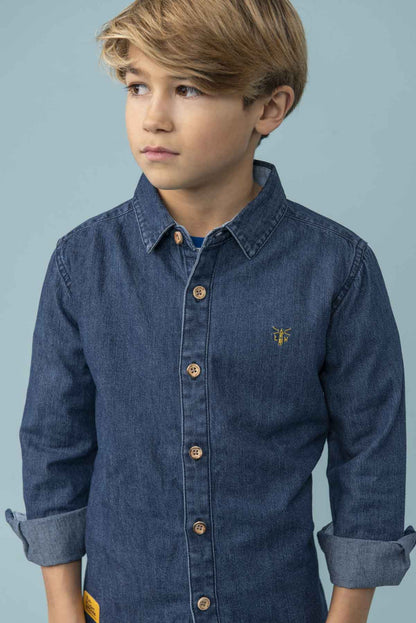 Elliot Shirt - Washed Denim - Lighthouse
