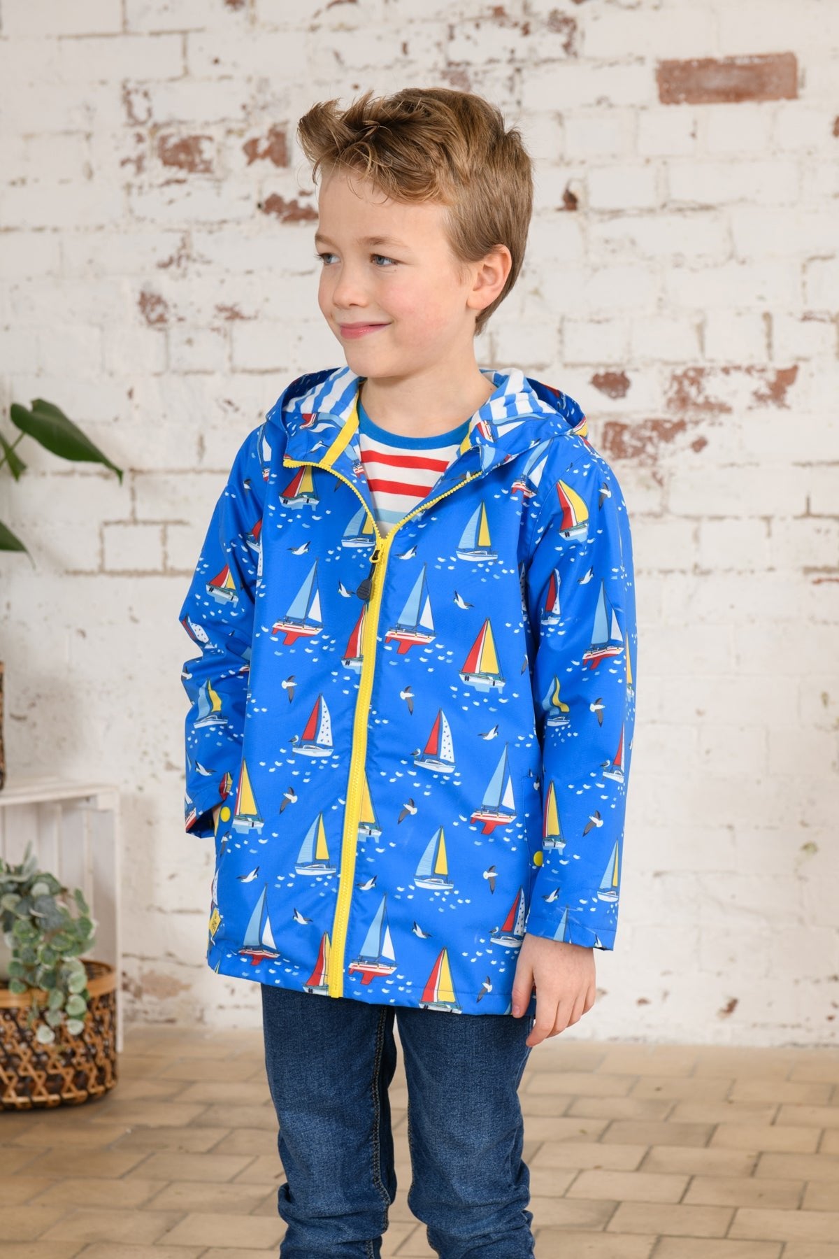 Ethan Jacket - Blue Boat Print-Lighthouse