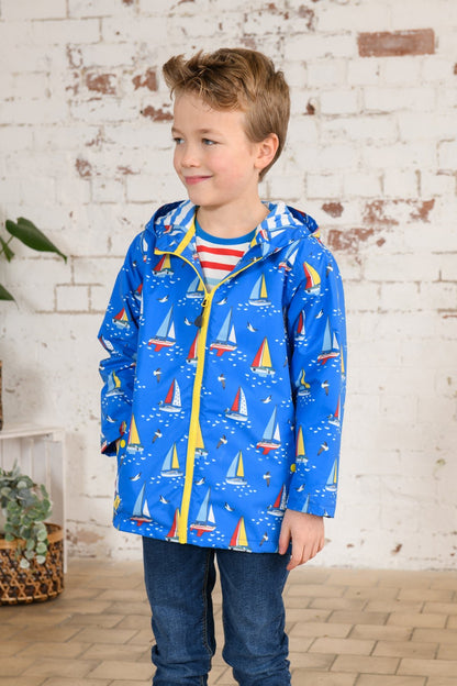 Ethan Jacket - Blue Boat Print-Lighthouse