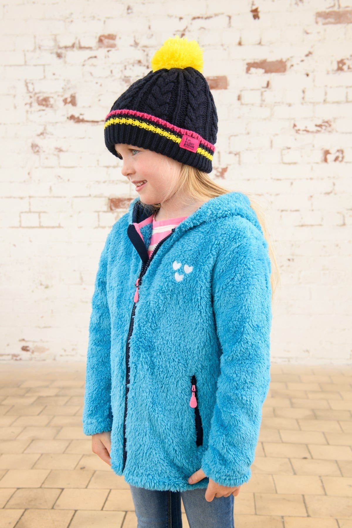 Gracie Sherpa Fleece - Bright Teal Bee-Lighthouse