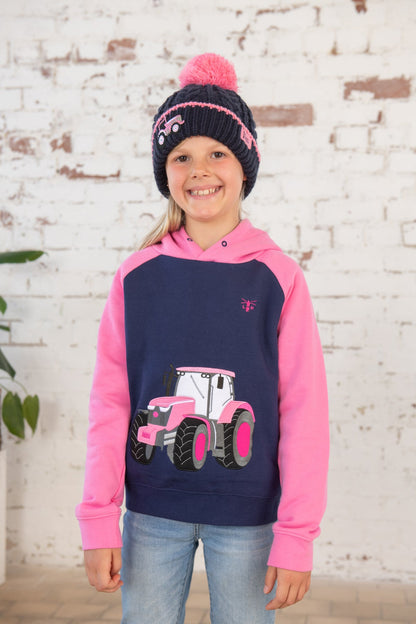 Jill Hoodie - Pink Tractor Appliqué-Lighthouse