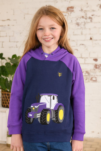 Jill Hoodie - Purple Tractor Applique-Lighthouse