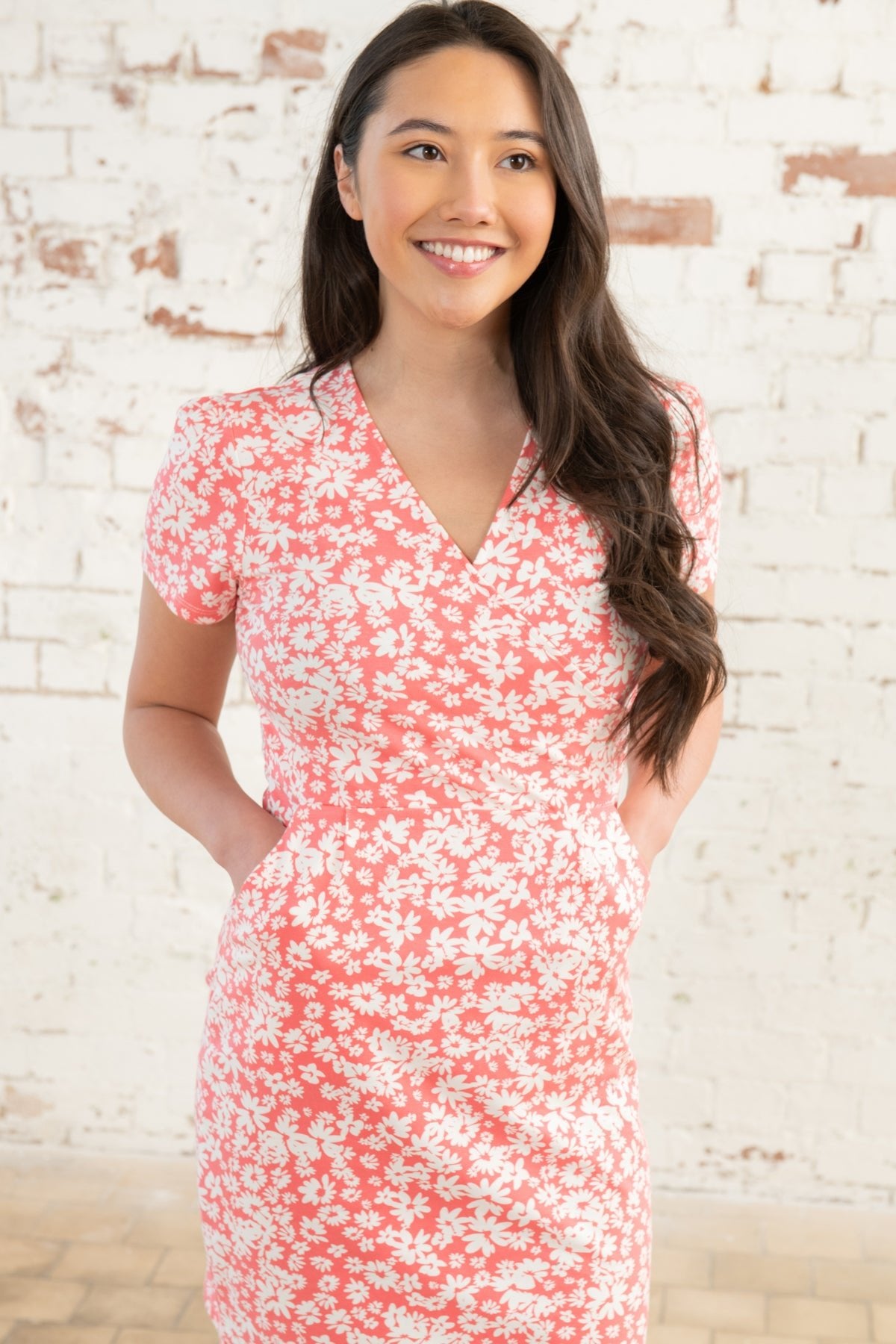 Lena Dress - Coral Daisy-Lighthouse