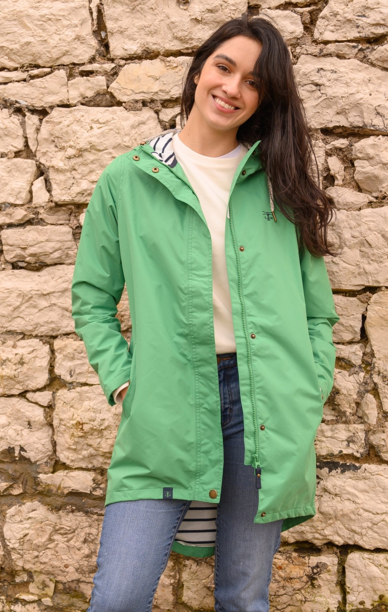 Long Beachcomber Jacket - Seagrass-Lighthouse