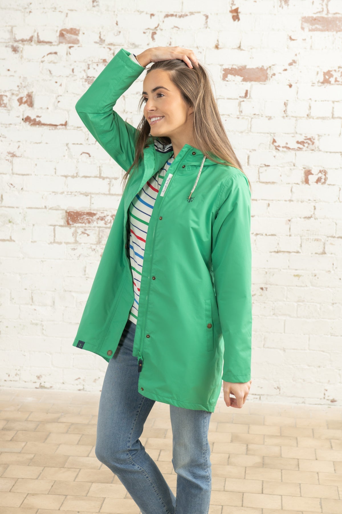 Long Beachcomber Jacket - Seagrass-Lighthouse