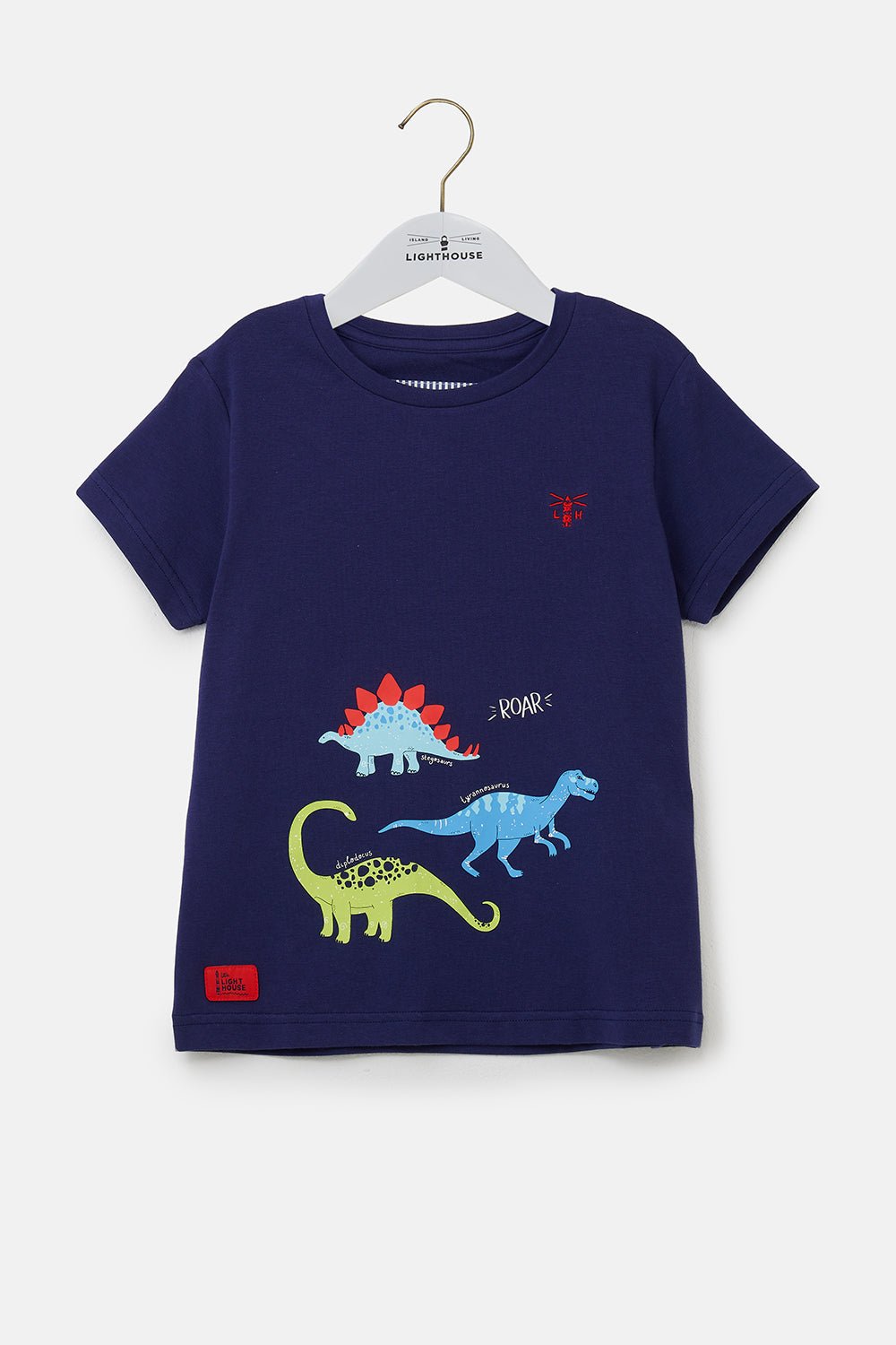 Oliver Short Sleeve Top - Navy Dino Print-Lighthouse