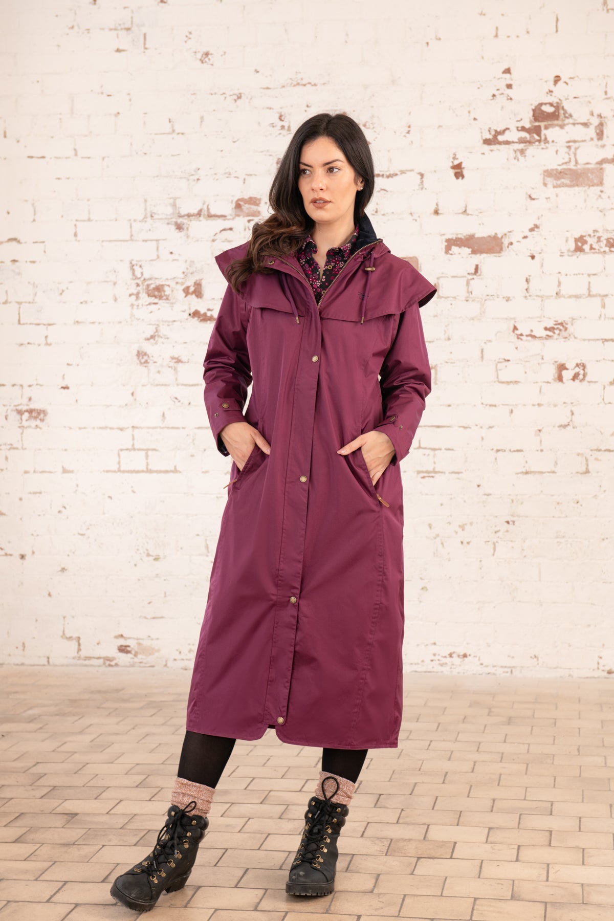 Outback Full Length Waterproof Raincoat - Plum-Lighthouse