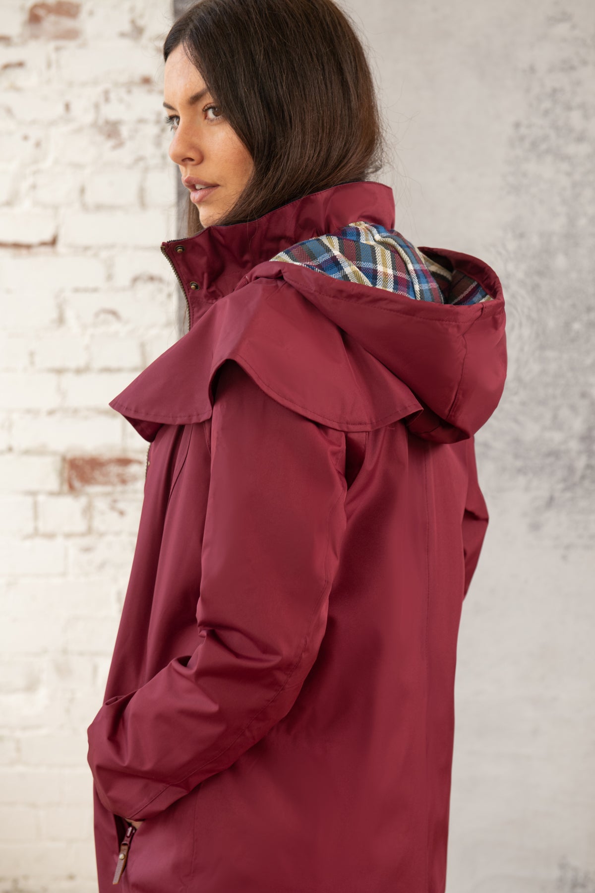 Outrider 3/4 Length Waterproof Raincoat - Berry-Lighthouse