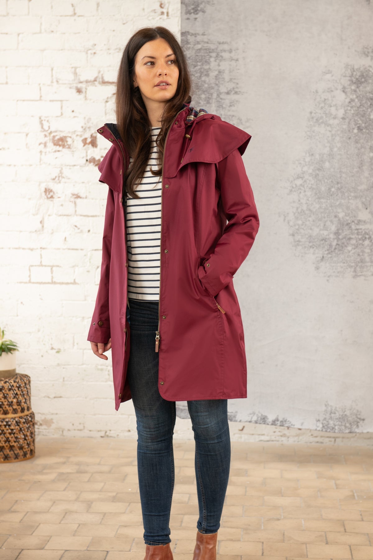 Outrider 3/4 Length Waterproof Raincoat - Berry-Lighthouse