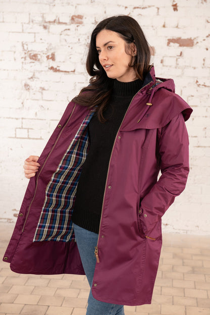 Outrider 3/4 Length Waterproof Raincoat - Plum-Lighthouse