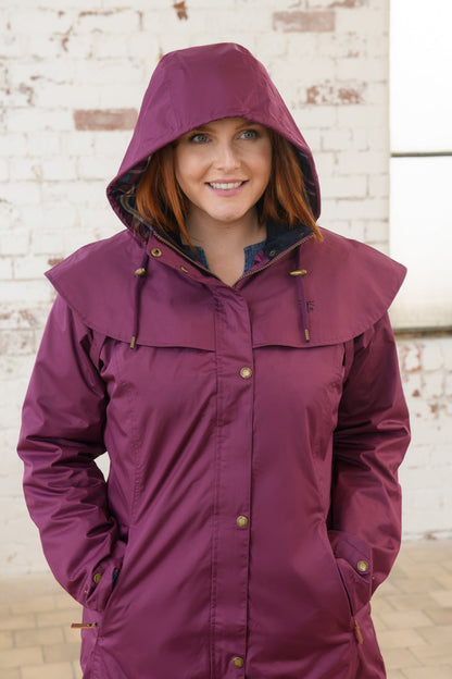 Outrider 3/4 Length Waterproof Raincoat - Plum-Lighthouse