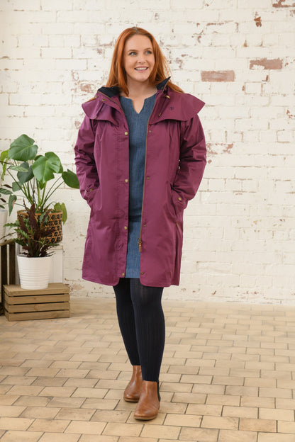 Outrider 3/4 Length Waterproof Raincoat - Plum-Lighthouse