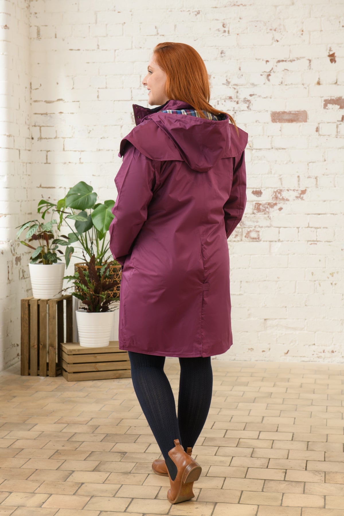 Outrider 3/4 Length Waterproof Raincoat - Plum-Lighthouse