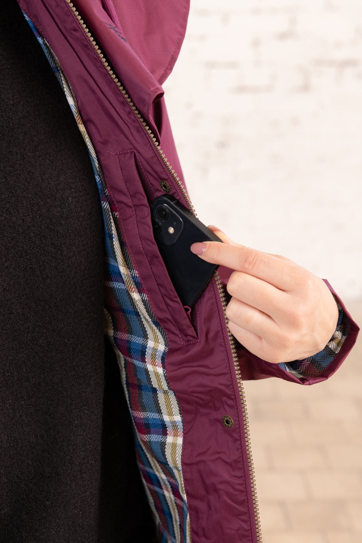 Outrider 3/4 Length Waterproof Raincoat - Plum-Lighthouse