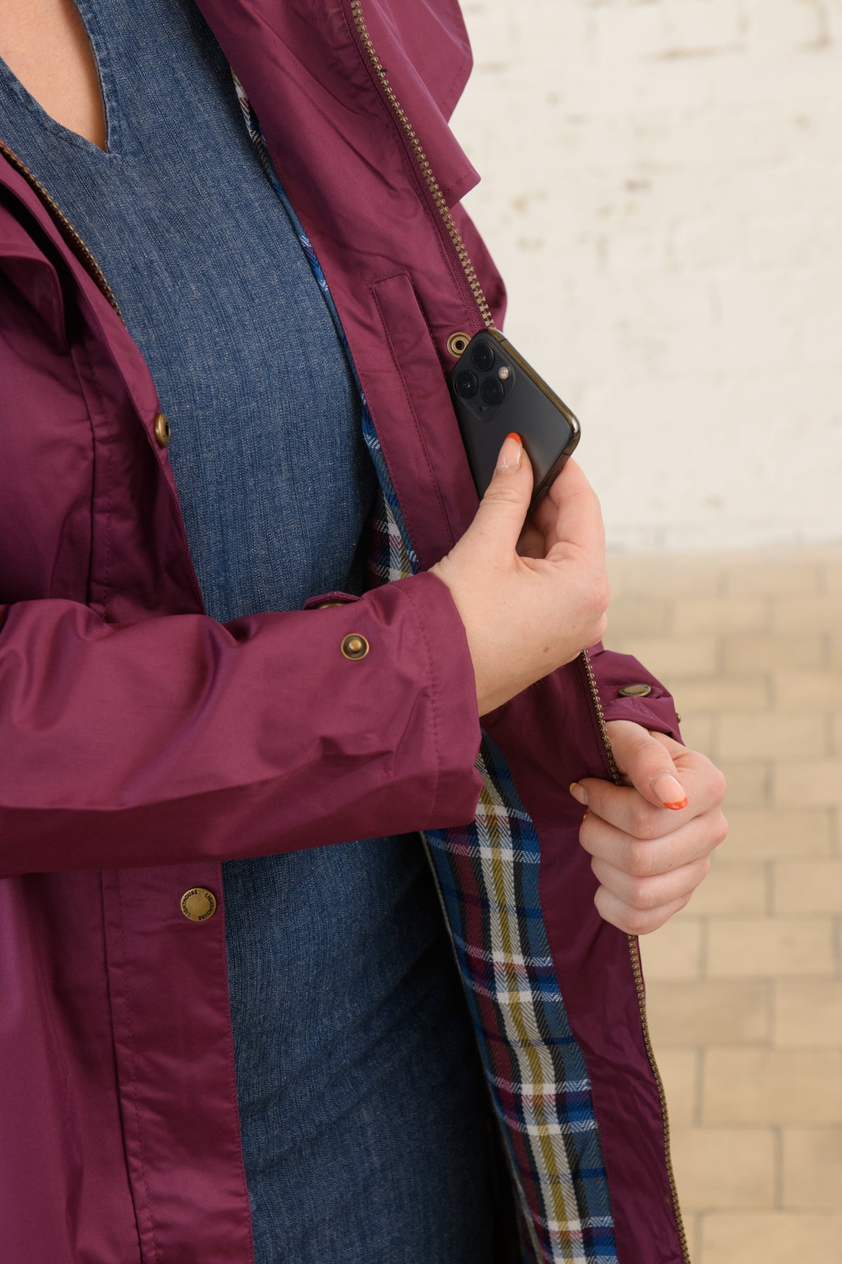 Outrider 3/4 Length Waterproof Raincoat - Plum-Lighthouse