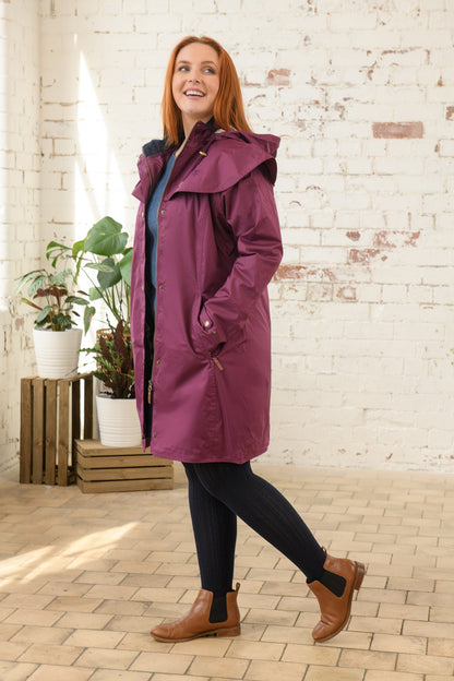 Outrider 3/4 Length Waterproof Raincoat - Plum-Lighthouse