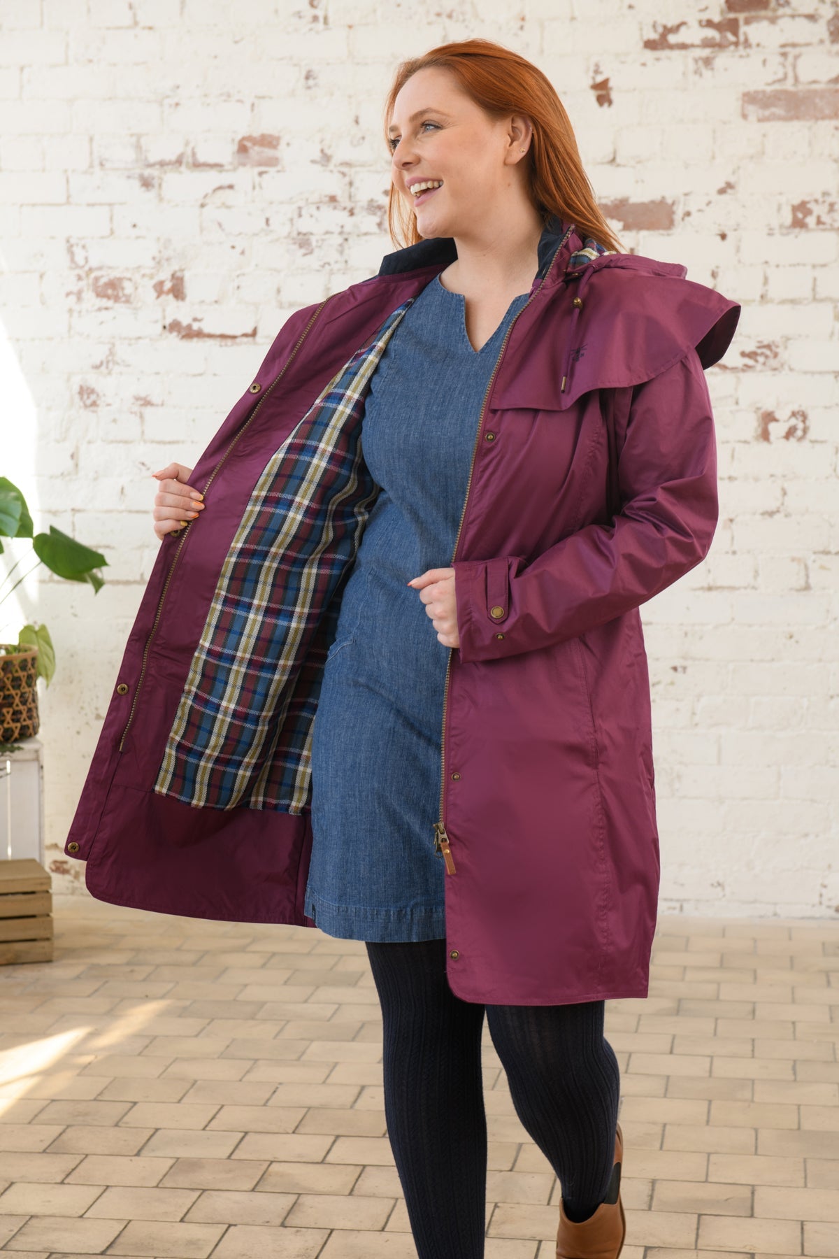 Outrider 3/4 Length Waterproof Raincoat - Plum-Lighthouse
