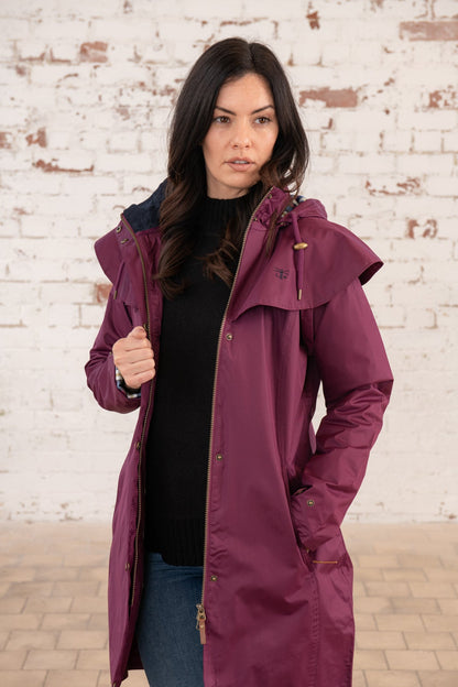 Outrider 3/4 Length Waterproof Raincoat - Plum-Lighthouse