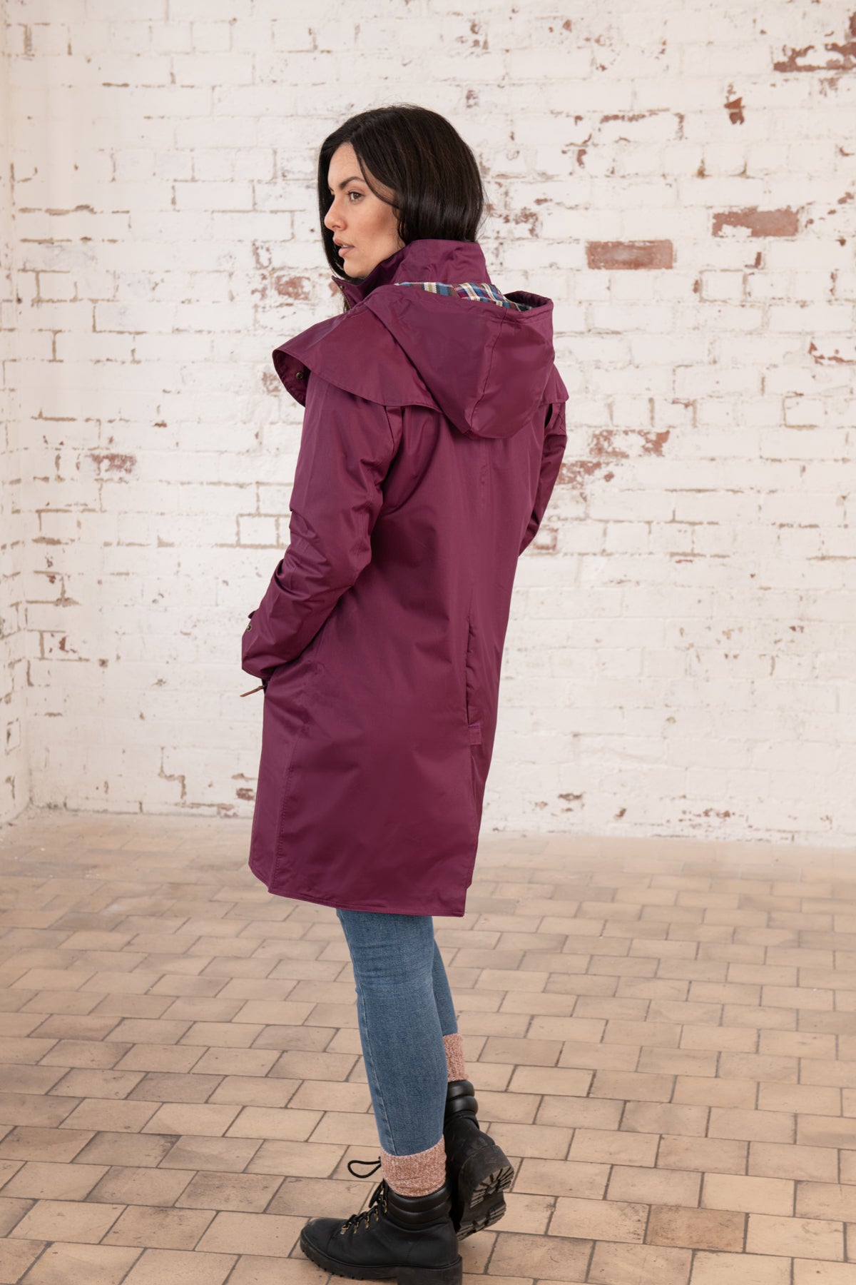 Outrider 3/4 Length Waterproof Raincoat - Plum-Lighthouse