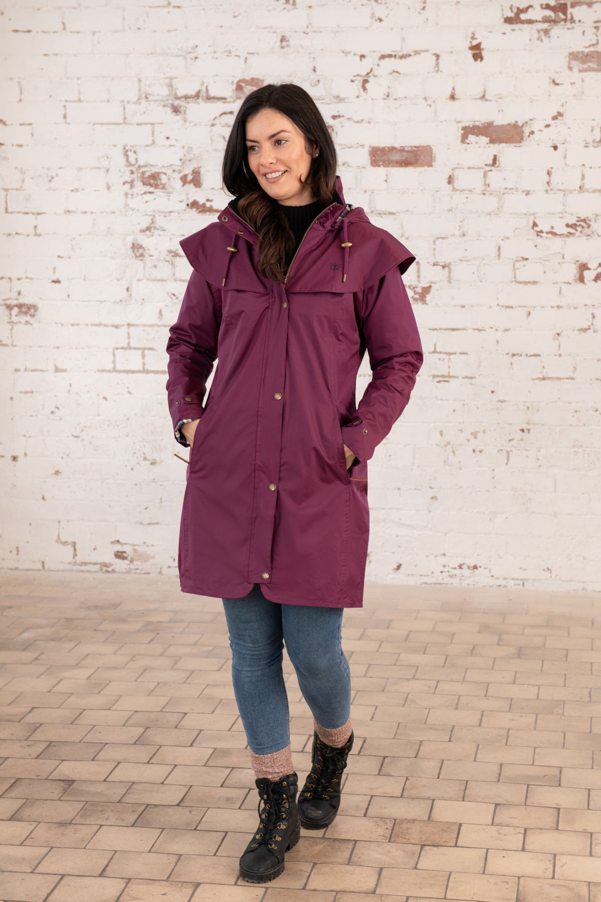 Outrider 3/4 Length Waterproof Raincoat - Plum-Lighthouse
