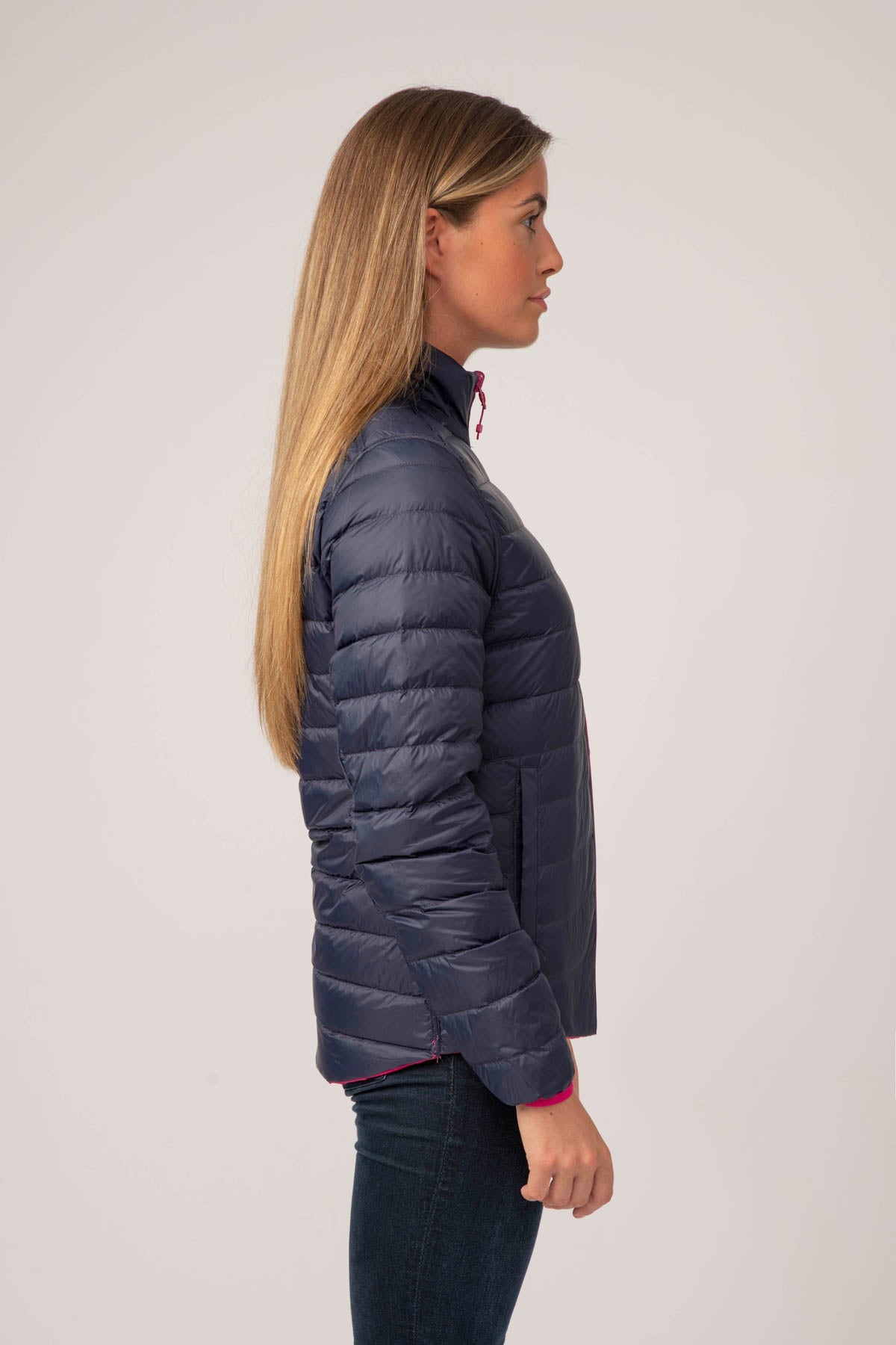 Polar II Womens Down Jacket - Fuchsia Navy-Mac in a Sac