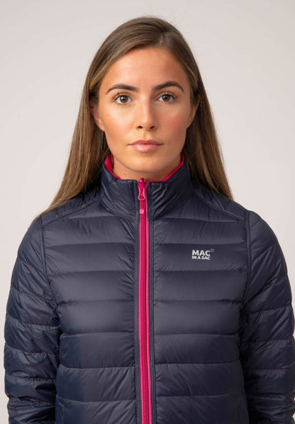 Polar II Womens Down Jacket - Fuchsia Navy-Mac in a Sac