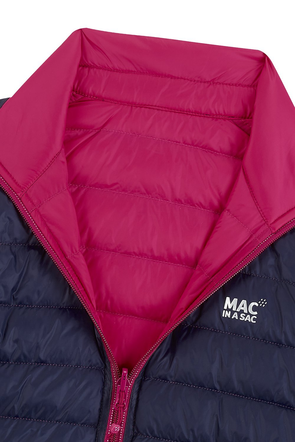 Polar II Womens Down Jacket - Fuchsia Navy-Mac in a Sac