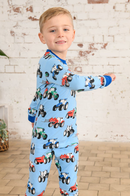 Pyjamas - Blue Tractor Print-Lighthouse