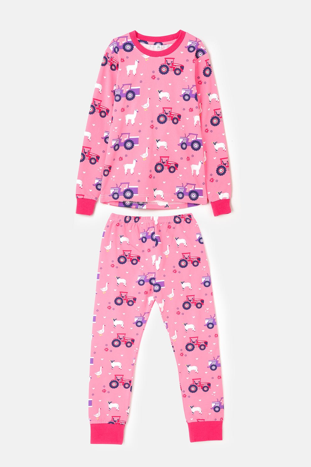 Pyjamas - Pink Purple Tractor Print-Lighthouse