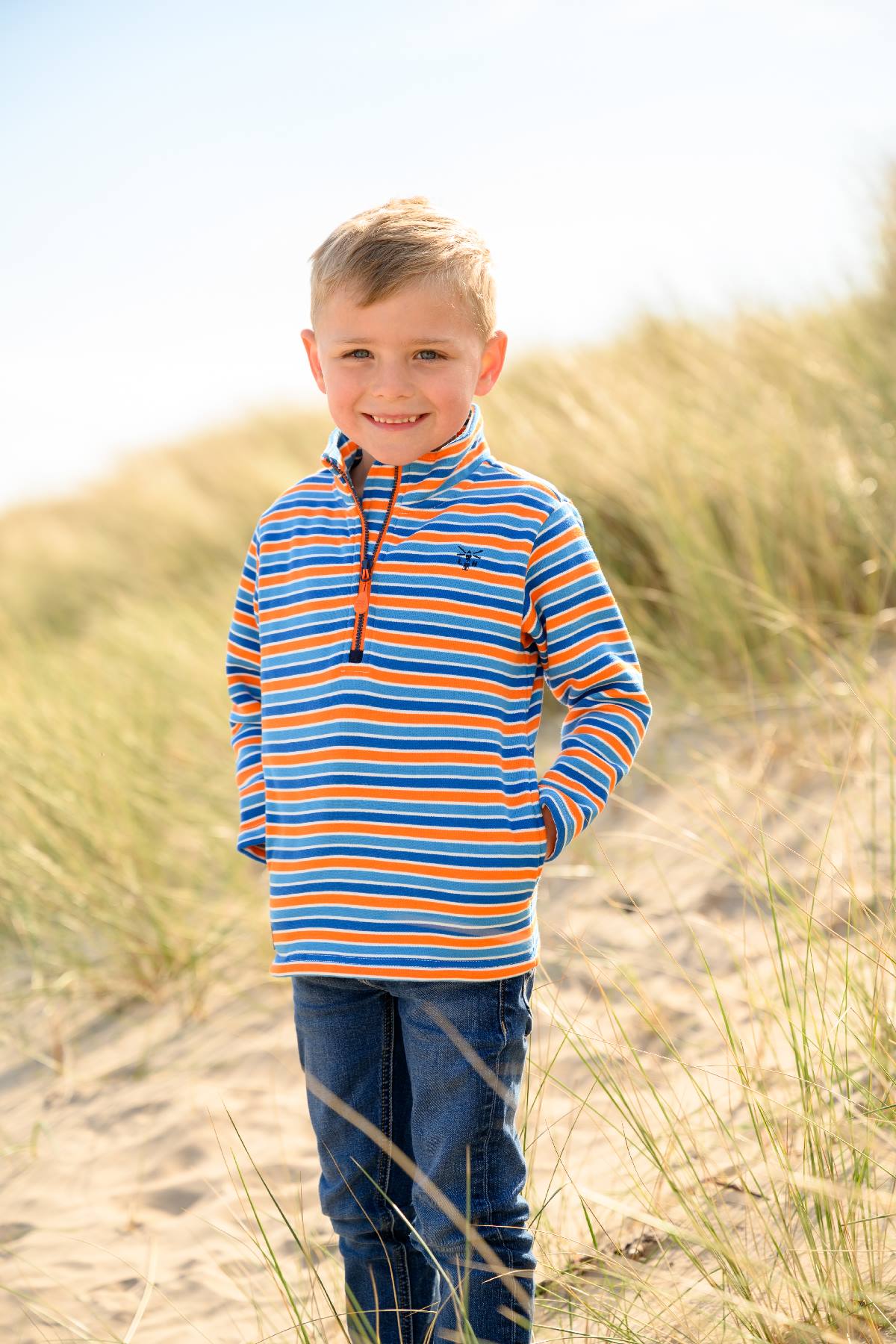 Riley Sweatshirt - Blue Orange Stripe-Lighthouse