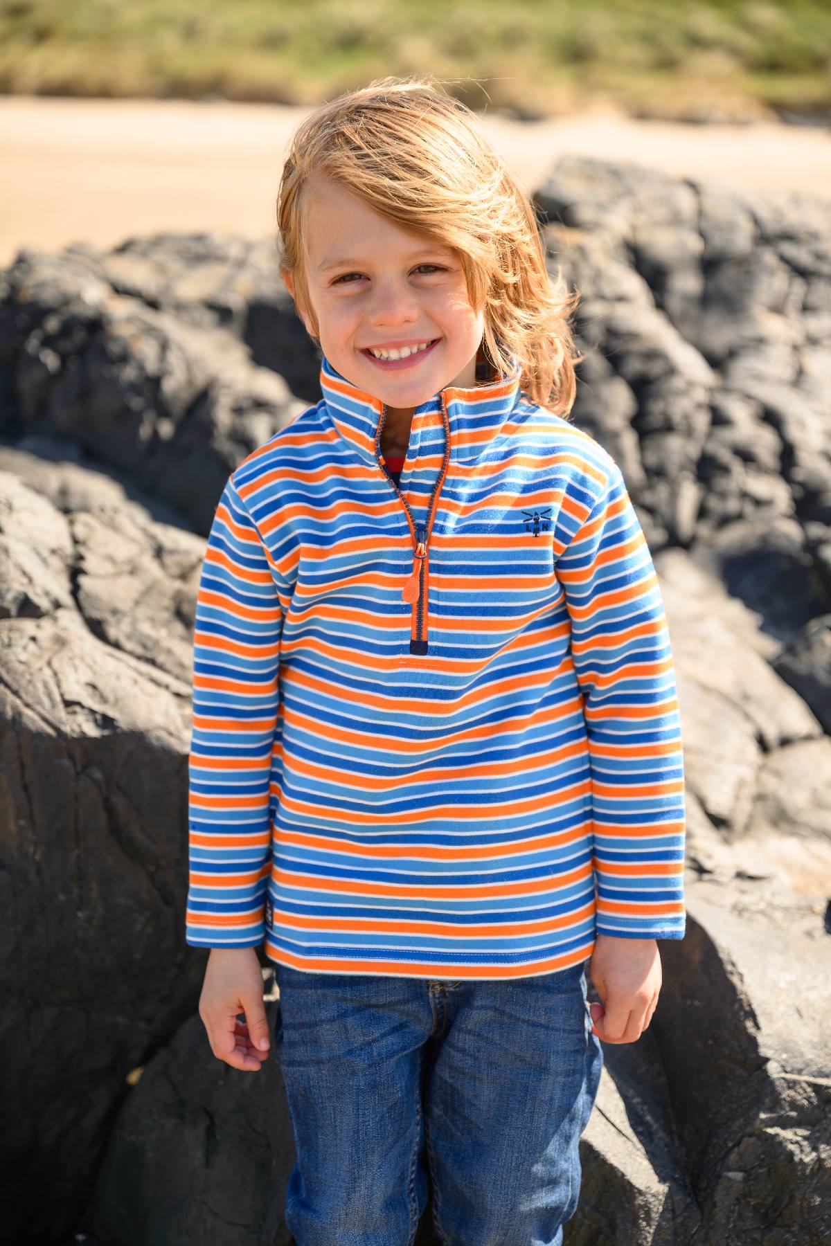 Riley Sweatshirt - Blue Orange Stripe-Lighthouse