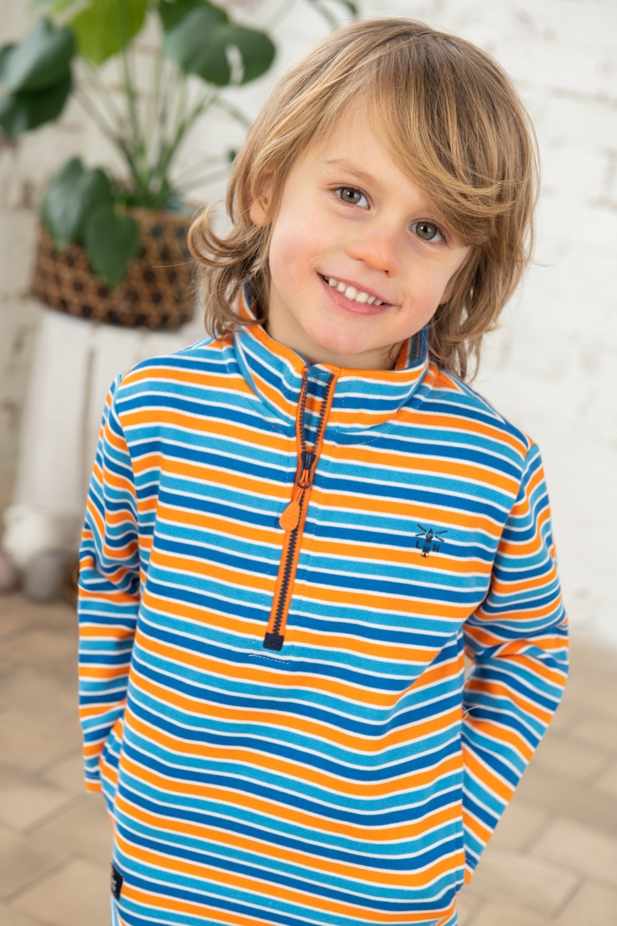 Riley Sweatshirt - Blue Orange Stripe-Lighthouse