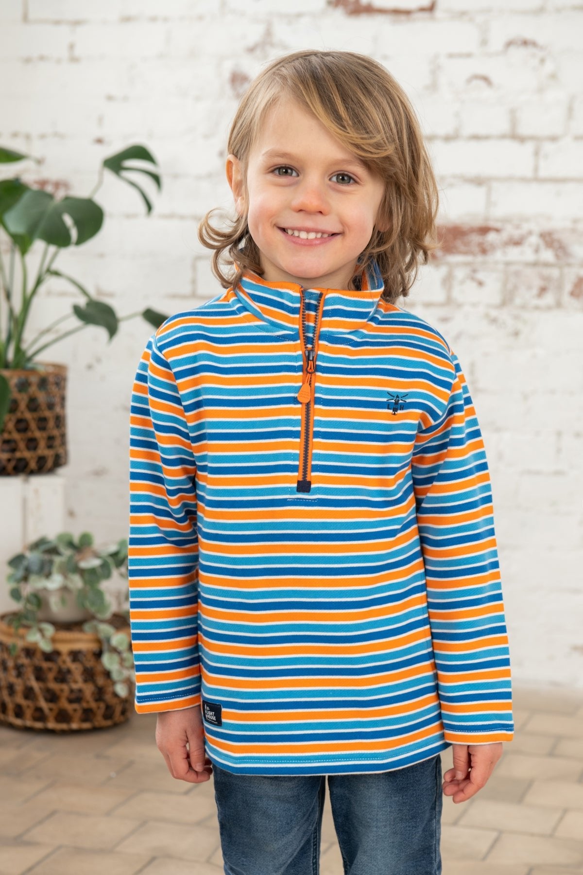 Riley Sweatshirt - Blue Orange Stripe-Lighthouse