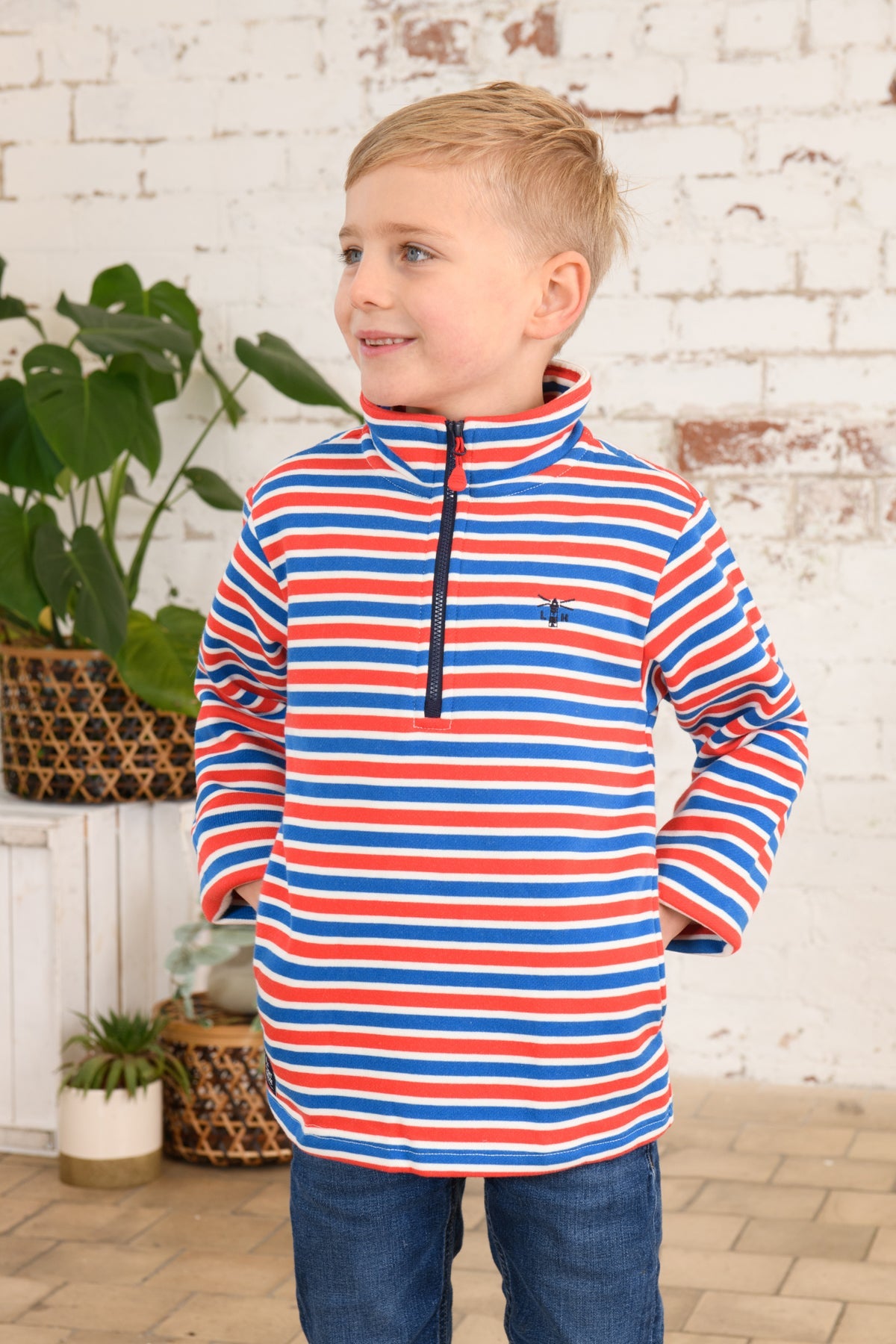 Riley Sweatshirt - Blue Red Stripe-Lighthouse