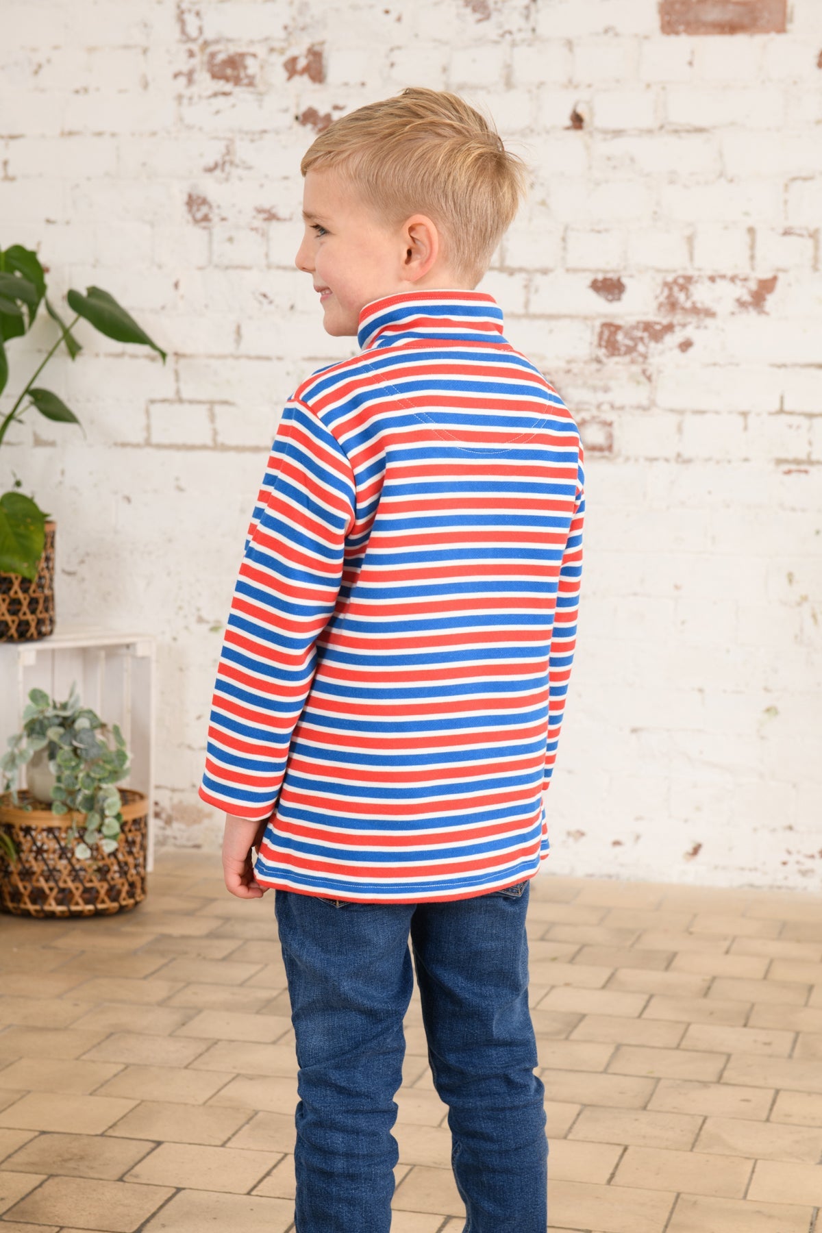 Riley Sweatshirt - Blue Red Stripe-Lighthouse