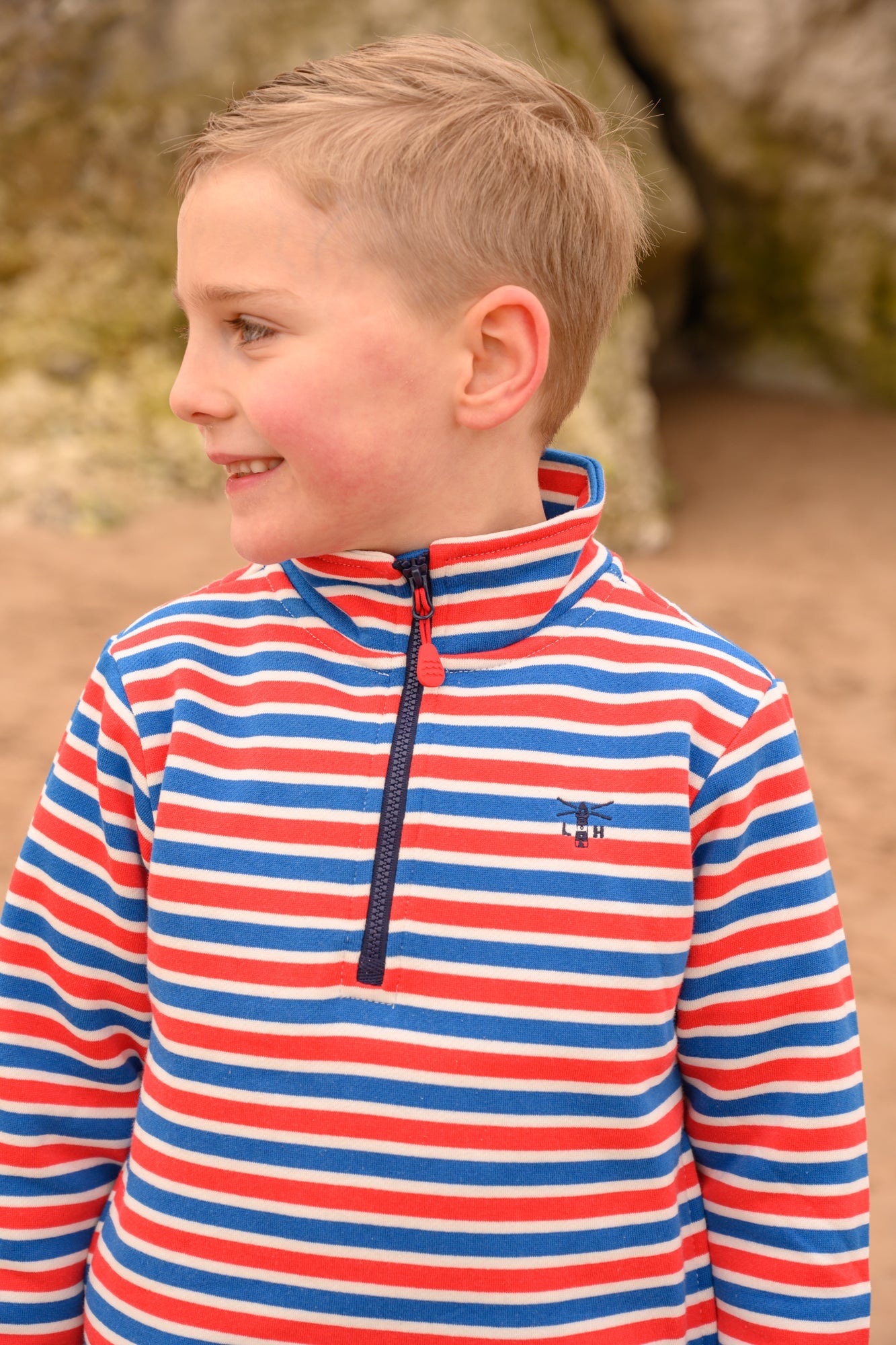 Riley Sweatshirt - Blue Red Stripe-Lighthouse