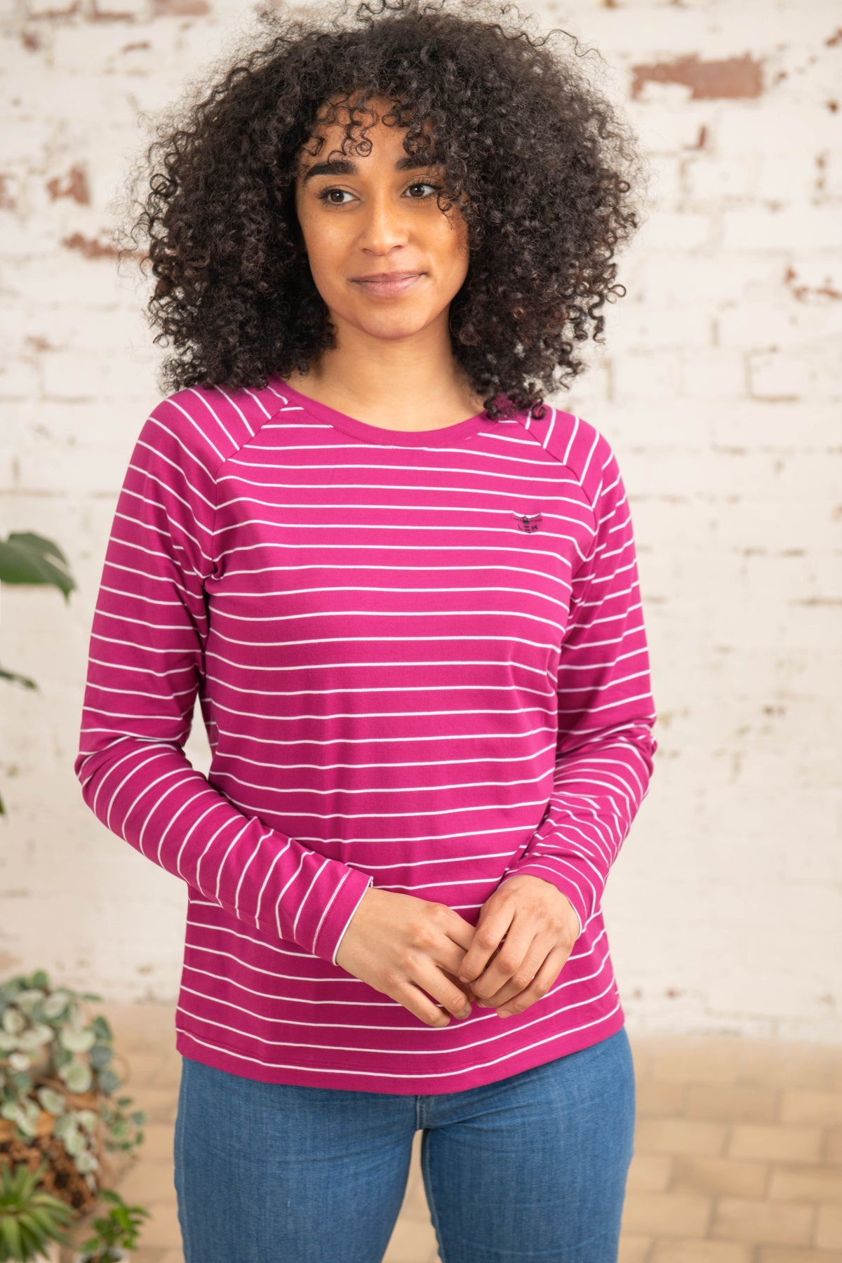 Seashore Long Sleeved Top - Deep Raspberry-Lighthouse