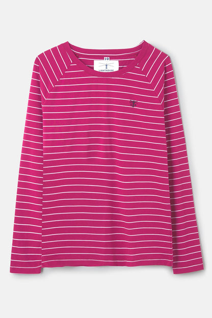 Seashore Long Sleeved Top - Deep Raspberry-Lighthouse