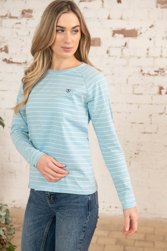 Seashore Long Sleeved Top - Pale Blue-Lighthouse