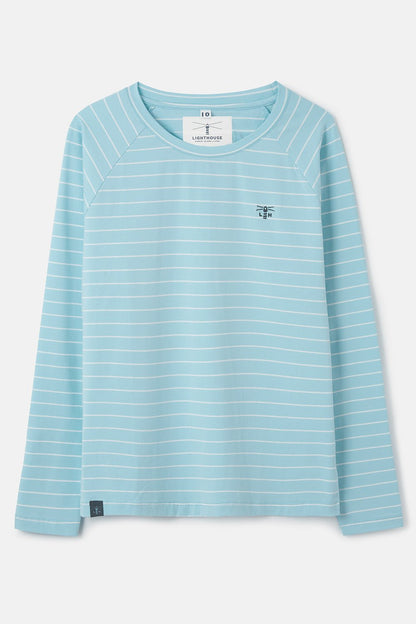 Seashore Long Sleeved Top - Pale Blue-Lighthouse