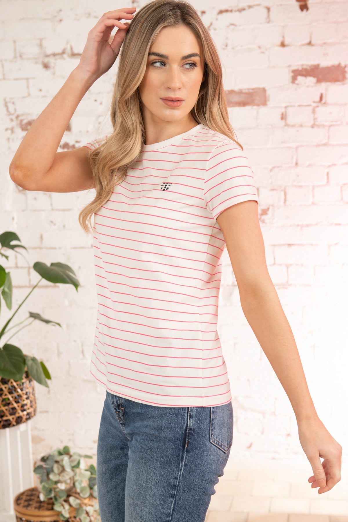 Seashore T Shirt - Cloud Pink Stripe-Lighthouse
