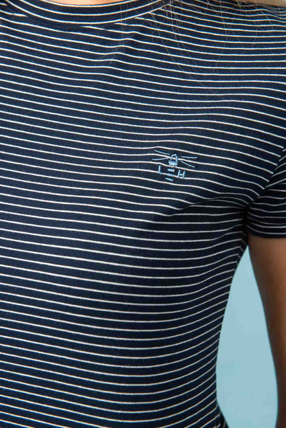 Seashore T Shirt - Midnight Stripe - Lighthouse