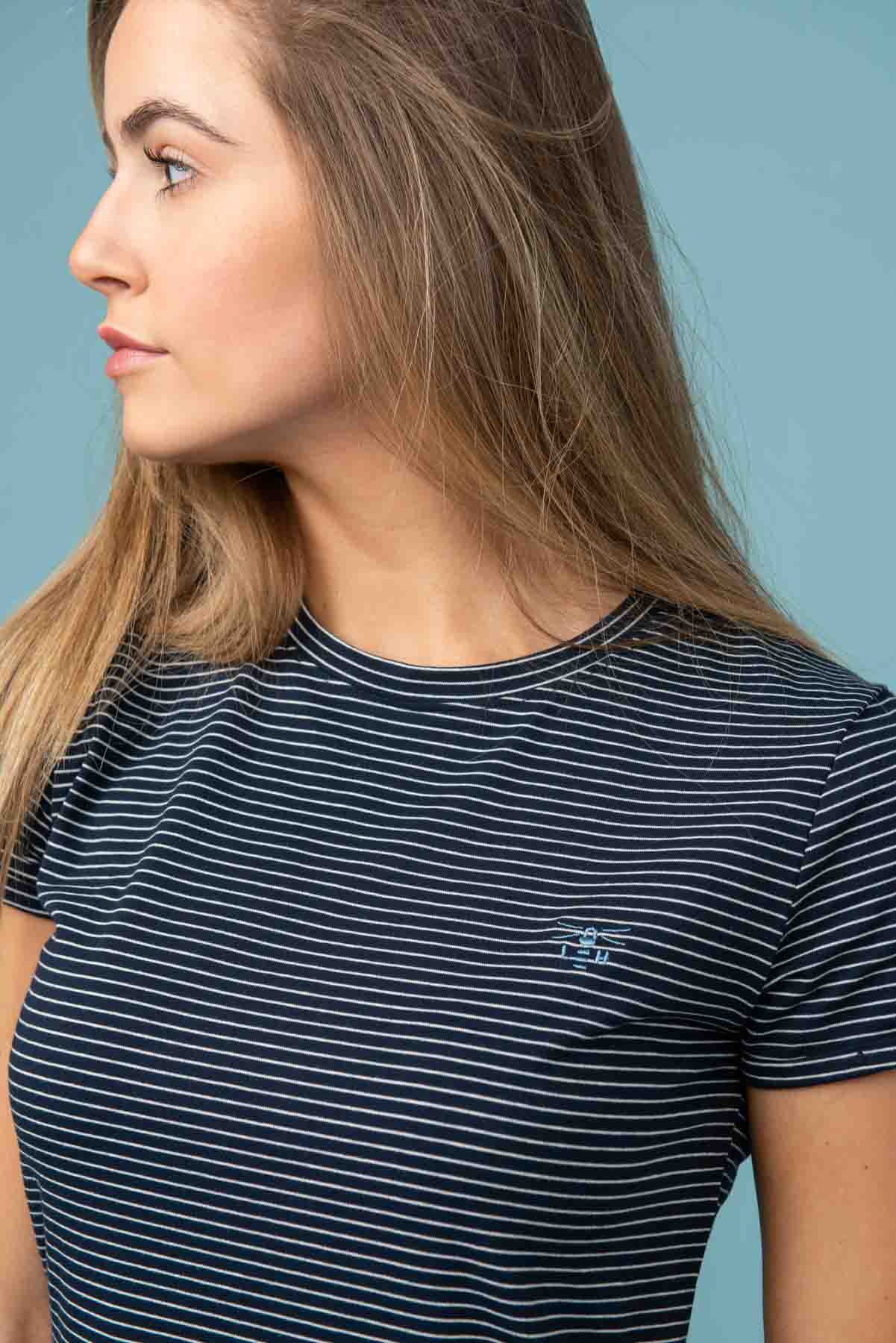 Seashore T Shirt - Midnight Stripe - Lighthouse