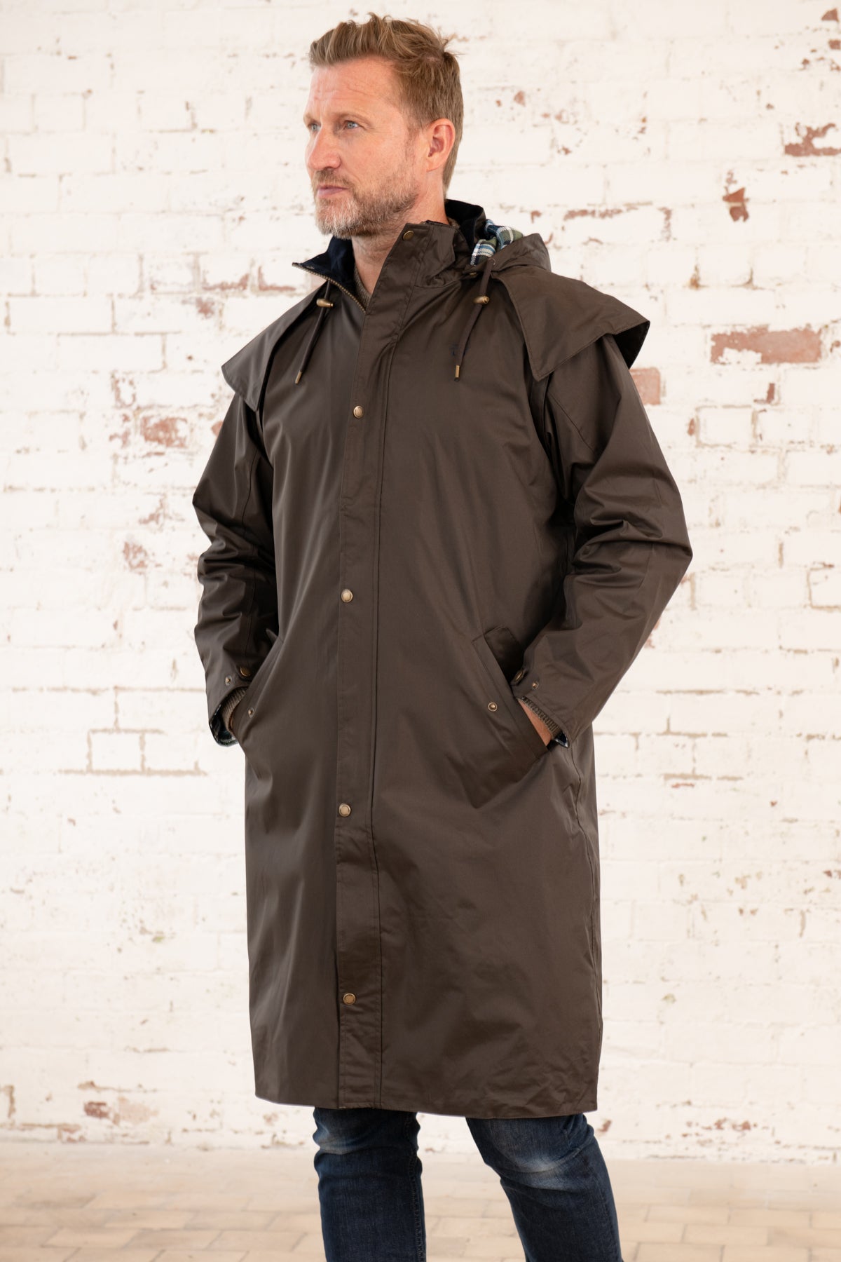 Stockman Full Length Rain Coat - Chocolate-Lighthouse