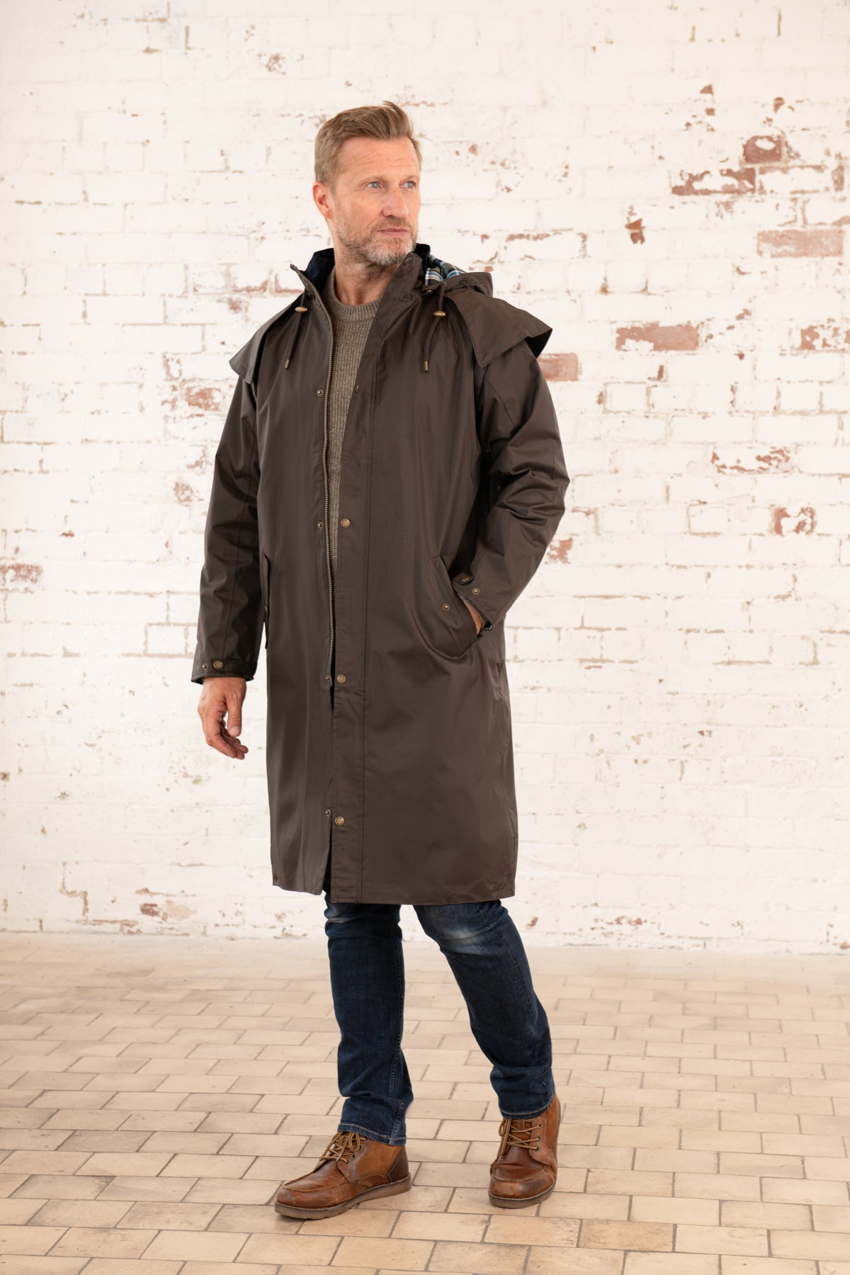 Stockman Full Length Rain Coat - Chocolate-Lighthouse