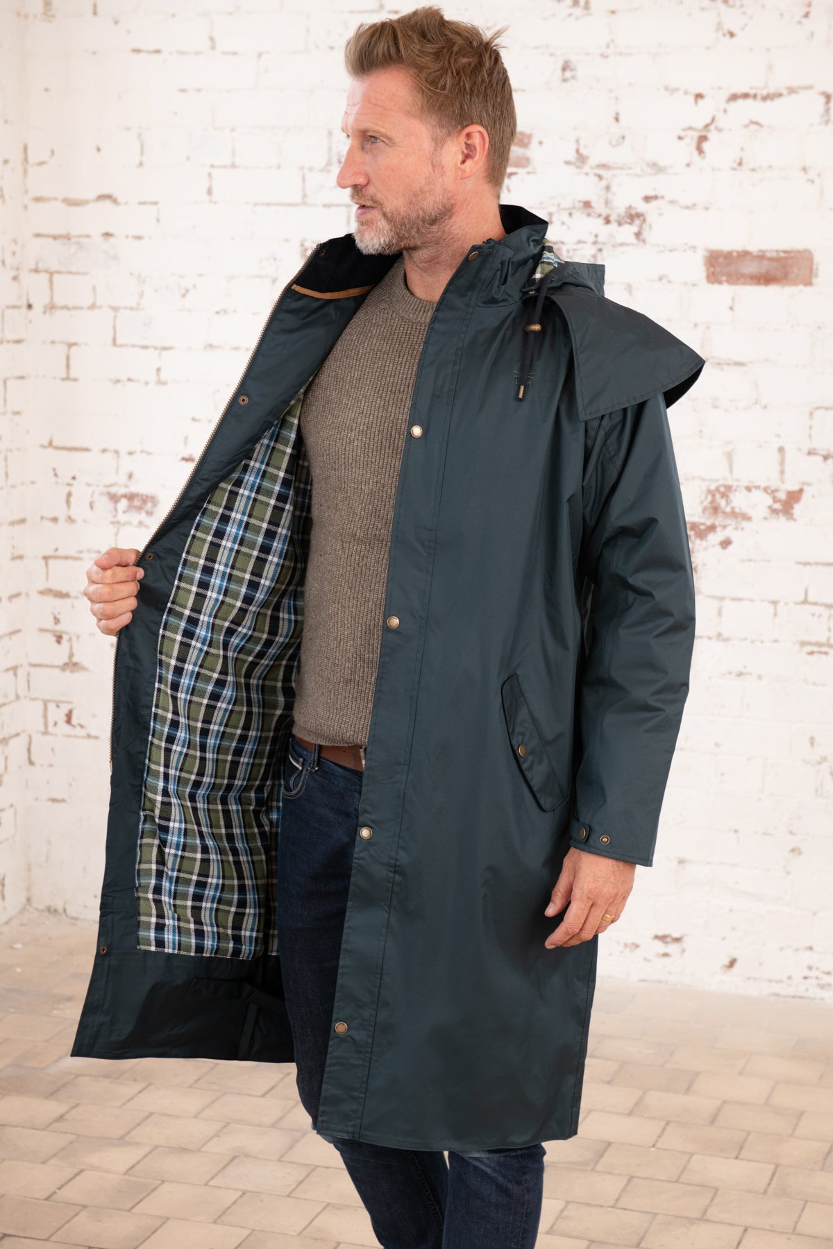 Stockman Full Length Rain Coat - Navy-Lighthouse