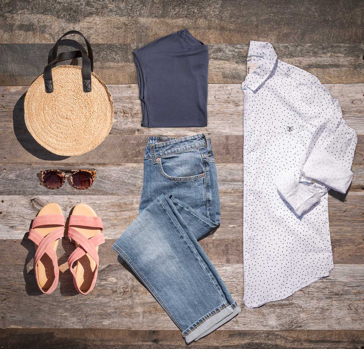 Lighthouse Ocean Shirt Oxford Dot - Styled